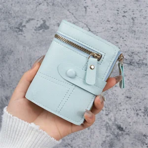 New Button Wallet for Women Solid Color Thin Ladies Card Clip Short Coin Purse Cross Border Wholesale - Thumbnail Image 13