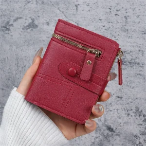 New Button Wallet for Women Solid Color Thin Ladies Card Clip Short Coin Purse Cross Border Wholesale