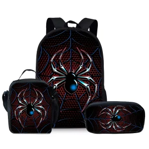 Spider Pattern Three Piece Set Backpacks For Boy And Girls Best Gifts 3D Cartoon School Backpack For Children