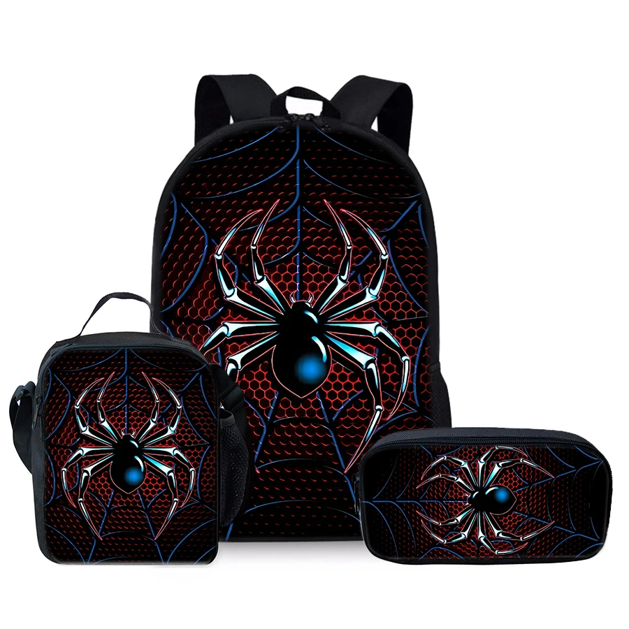 Spider Pattern Three Piece Set Backpacks For Boy And Girls Best Gifts 3D Cartoon School Backpack For Children - Image 1