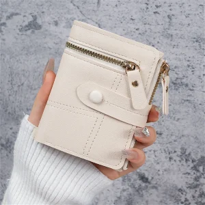 New Button Wallet for Women Solid Color Thin Ladies Card Clip Short Coin Purse Cross Border Wholesale - Thumbnail Image 9