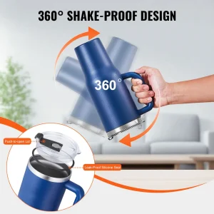 40 oz Insulated Water Bottle, Stainless Steel Sports Coffee Cup with Lid, Handheld Travel Coffee Mug Double Walled, Camping Hydration Flask Leakproof, for Indoor/Outdoor School, Work, Blue - Thumbnail Image 5