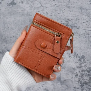 New Button Wallet for Women Solid Color Thin Ladies Card Clip Short Coin Purse Cross Border Wholesale - Thumbnail Image 12