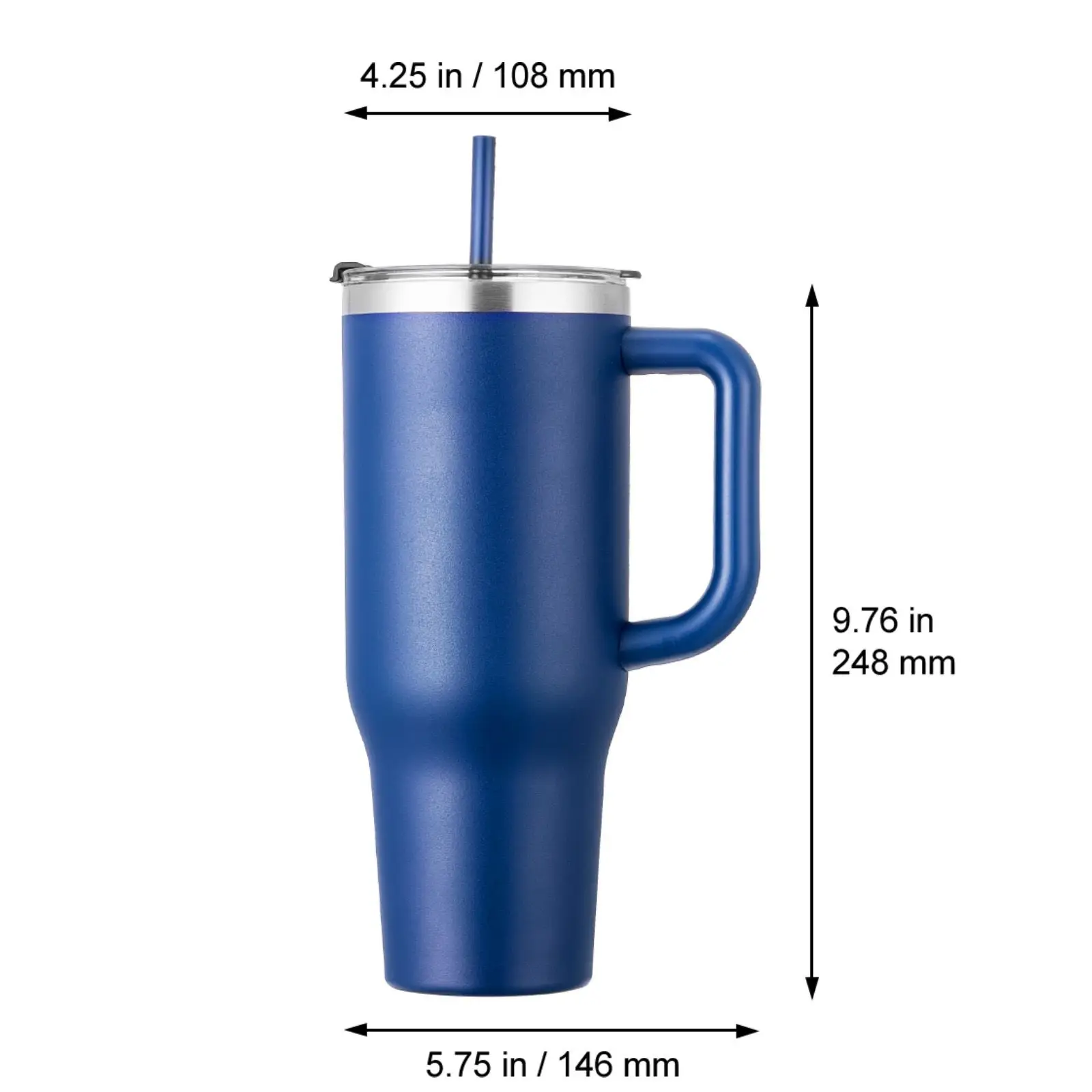 40 oz Insulated Water Bottle, Stainless Steel Sports Coffee Cup with Lid, Handheld Travel Coffee Mug Double Walled, Camping Hydration Flask Leakproof, for Indoor/Outdoor School, Work, Blue - Image 2