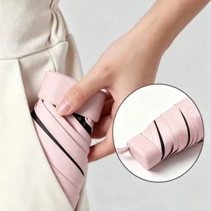 6-Rib 6-Fold Mini Pocket Umbrella With Hard Case, UPF50+ Black Coated UV Protection, Waterproof Wind Resistant Sun Rain Parasol For Handbag Travel sg260824094328968683192 - Thumbnail Image 7