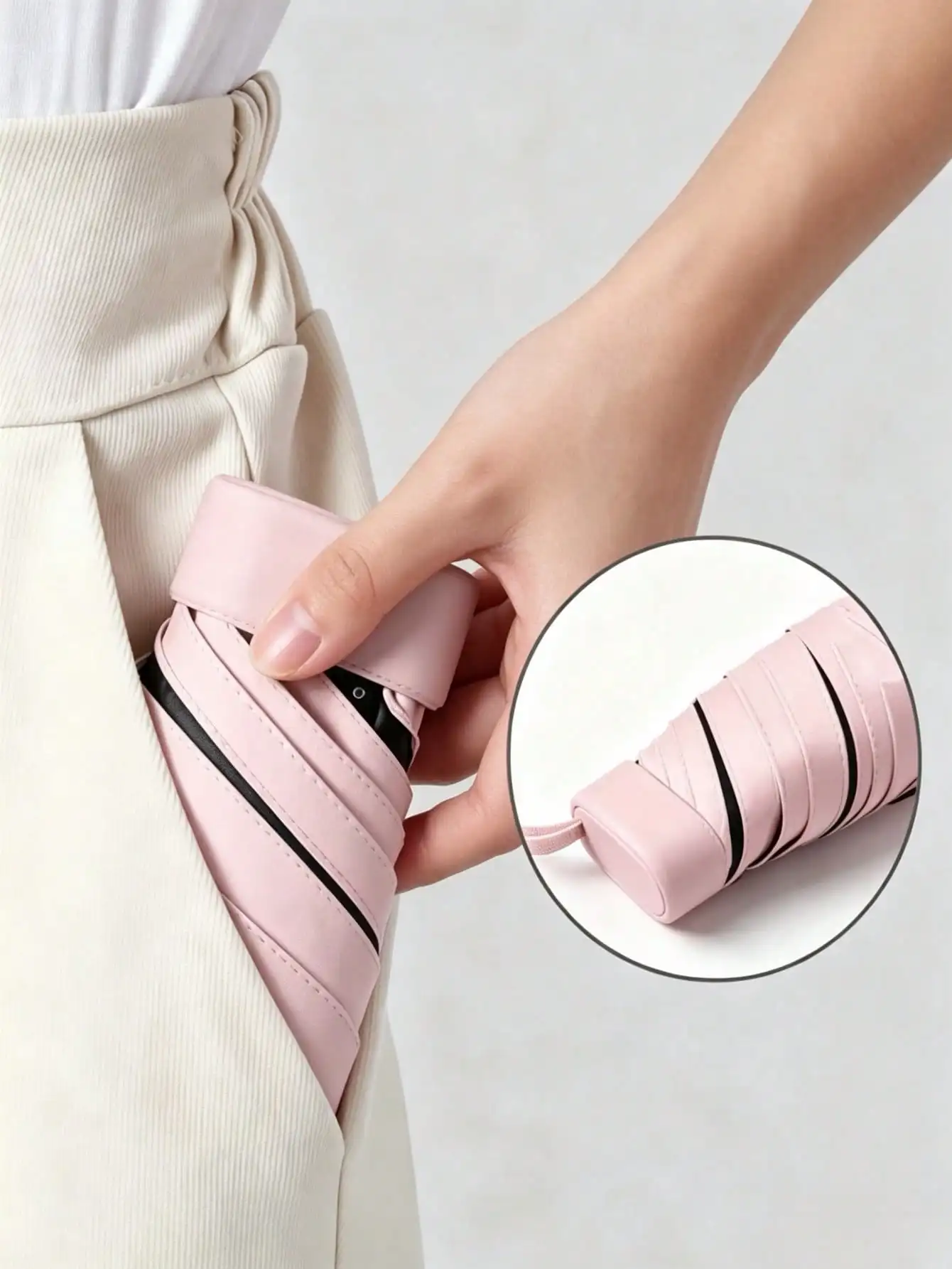 6-Rib 6-Fold Mini Pocket Umbrella With Hard Case, UPF50+ Black Coated UV Protection, Waterproof Wind Resistant Sun Rain Parasol For Handbag Travel sg260824094328968683192 - Image 7