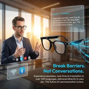 Smart AI Translation Glasses, Ultra‑Light Portable Eyewear Supporting 164 Languages, Photochromic Lenses, Open‑Ear Design for Hands‑Free Calls & Music, for Travel Sports Daily Use - Thumbnail Image 5