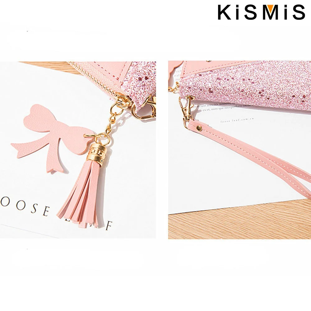 Korean Patchwork Style Women Long Wallet Tassel Rivet Detail Fashion Clutch Wristlet PU Leather Card Holder Large Capacity Ladies Purse Cute Designer Handbag Phone Pocket Zipper Closure For Daily Shopping Casual Travel Party Birthday Gift Bag New Style - Image 8