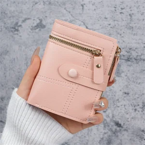 New Button Wallet for Women Solid Color Thin Ladies Card Clip Short Coin Purse Cross Border Wholesale - Thumbnail Image 10