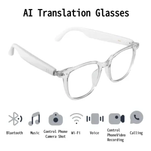 Smart AI Translation Glasses, Ultra‑Light Portable Eyewear Supporting 164 Languages, Photochromic Lenses, Open‑Ear Design for Hands‑Free Calls & Music, for Travel Sports Daily Use - Thumbnail Image 2