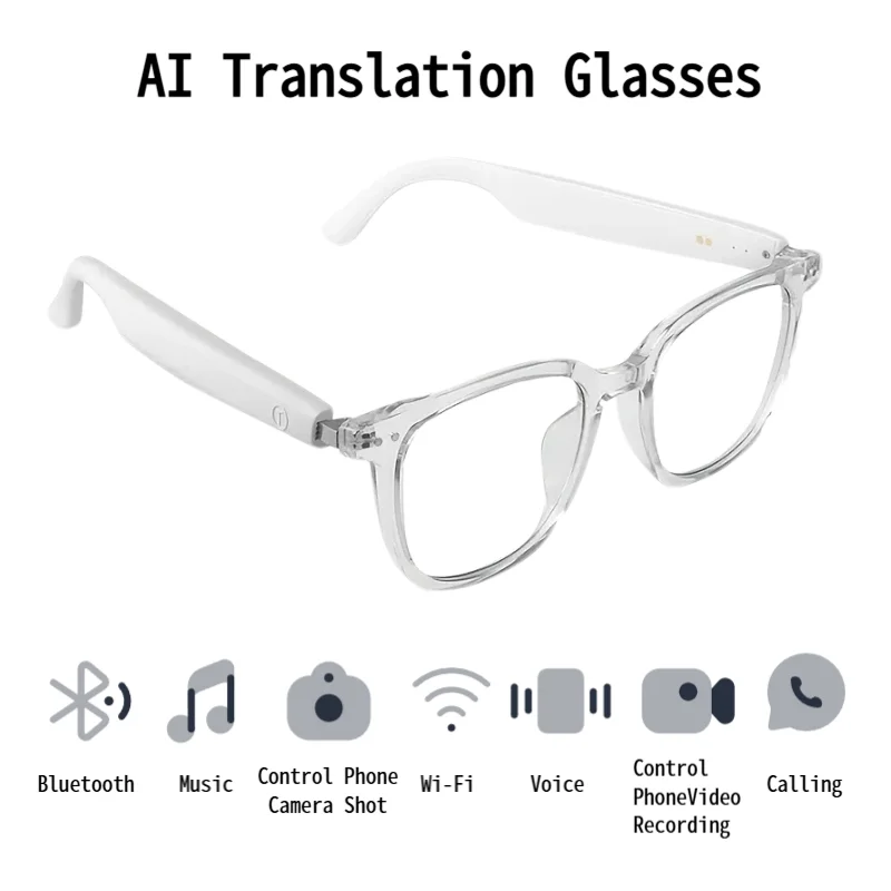 Smart AI Translation Glasses, Ultra‑Light Portable Eyewear Supporting 164 Languages, Photochromic Lenses, Open‑Ear Design for Hands‑Free Calls & Music, for Travel Sports Daily Use - Image 2