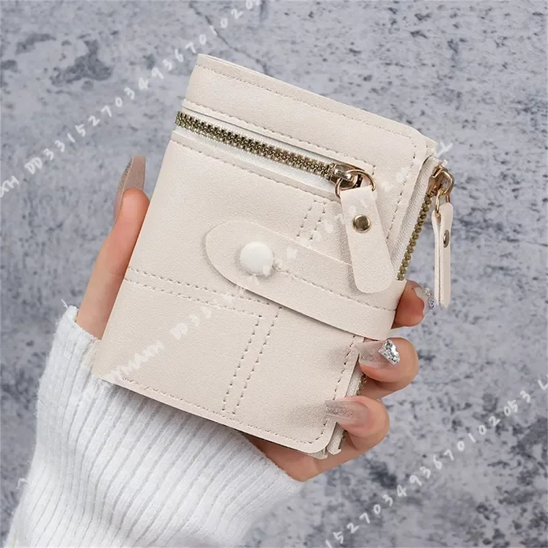 New Button Wallet for Women Solid Color Thin Ladies Card Clip Short Coin Purse Cross Border Wholesale - Image 3