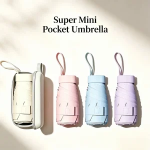 6-Rib 6-Fold Mini Pocket Umbrella With Hard Case, UPF50+ Black Coated UV Protection, Waterproof Wind Resistant Sun Rain Parasol For Handbag Travel sg260824094328968683192 - Thumbnail Image 2