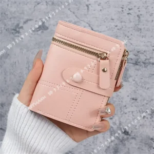 New Button Wallet for Women Solid Color Thin Ladies Card Clip Short Coin Purse Cross Border Wholesale - Thumbnail Image 2