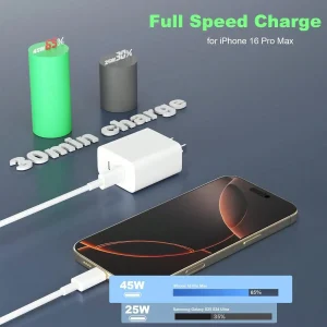 White Purple Pink Green US Type A B Plug 110-127V Wall Charger Compatible With Iphone 17 Pro Max Charger Fast Charging - Thumbnail Image 3