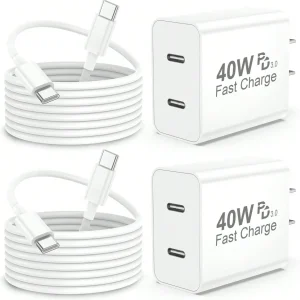 White Purple Pink Green US Type A B Plug 110-127V Wall Charger Compatible With Iphone 17 Pro Max Charger Fast Charging - Thumbnail Image 2