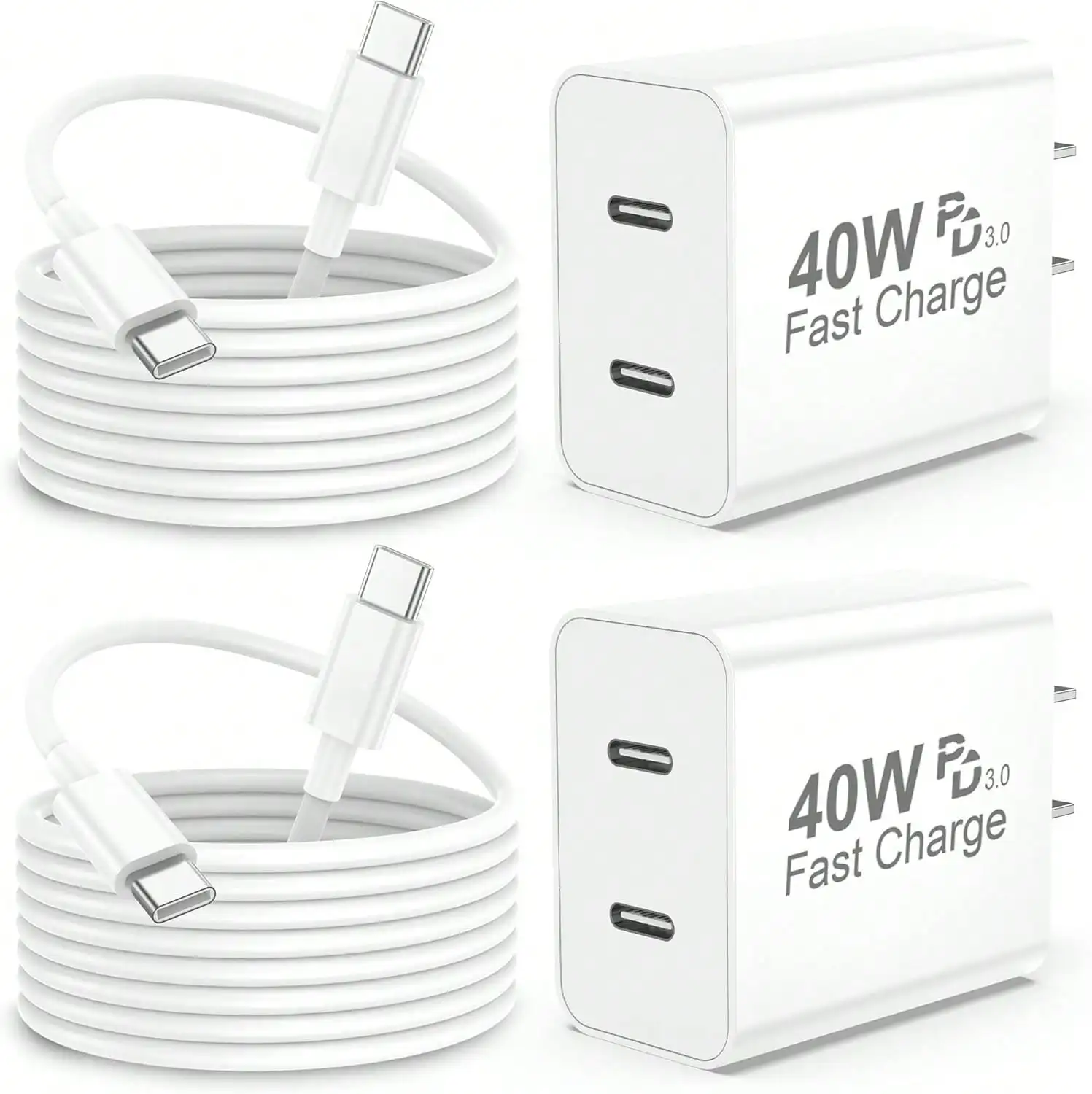 White Purple Pink Green US Type A B Plug 110-127V Wall Charger Compatible With Iphone 17 Pro Max Charger Fast Charging - Image 2