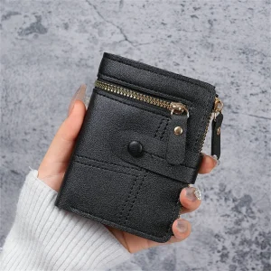 New Button Wallet for Women Solid Color Thin Ladies Card Clip Short Coin Purse Cross Border Wholesale - Thumbnail Image 8
