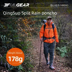 3F UL GEAR QingSuo Spilt Rain Poncho Outdoor Ultralight Sleeve Rain Coats 15D Nylon Waterproof Hiking Cycling Mountaineering - Thumbnail Image 3